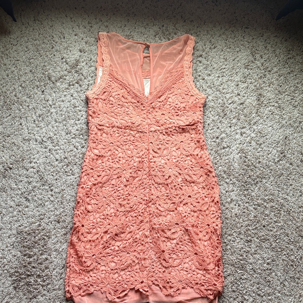 Filly Flair Coral Lace Mini Dress - Picture 3 of 3